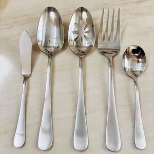MIKASA Symmetry-Sincerity Stainless Complete Serving Set Of 5 Glossy Tips Up